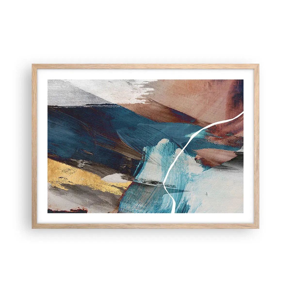 Plagát v ráme zo svetlého duba - Na plno a s energiou - 70x50 cm