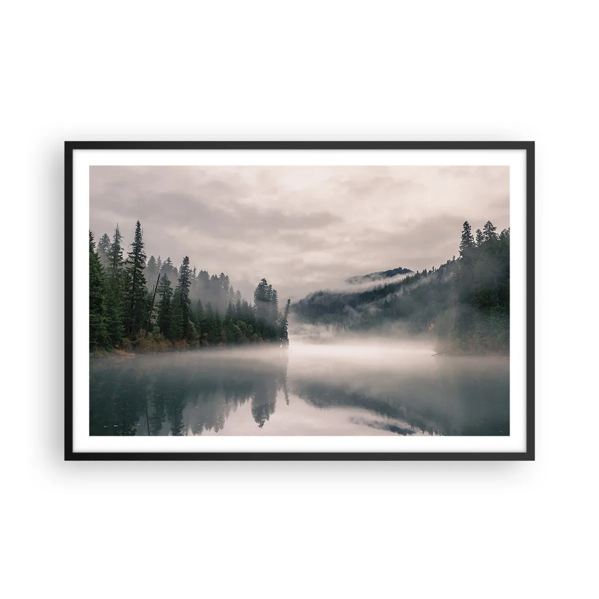 Plagát v čiernom ráme - V zamyslení, v hmle - 91x61 cm