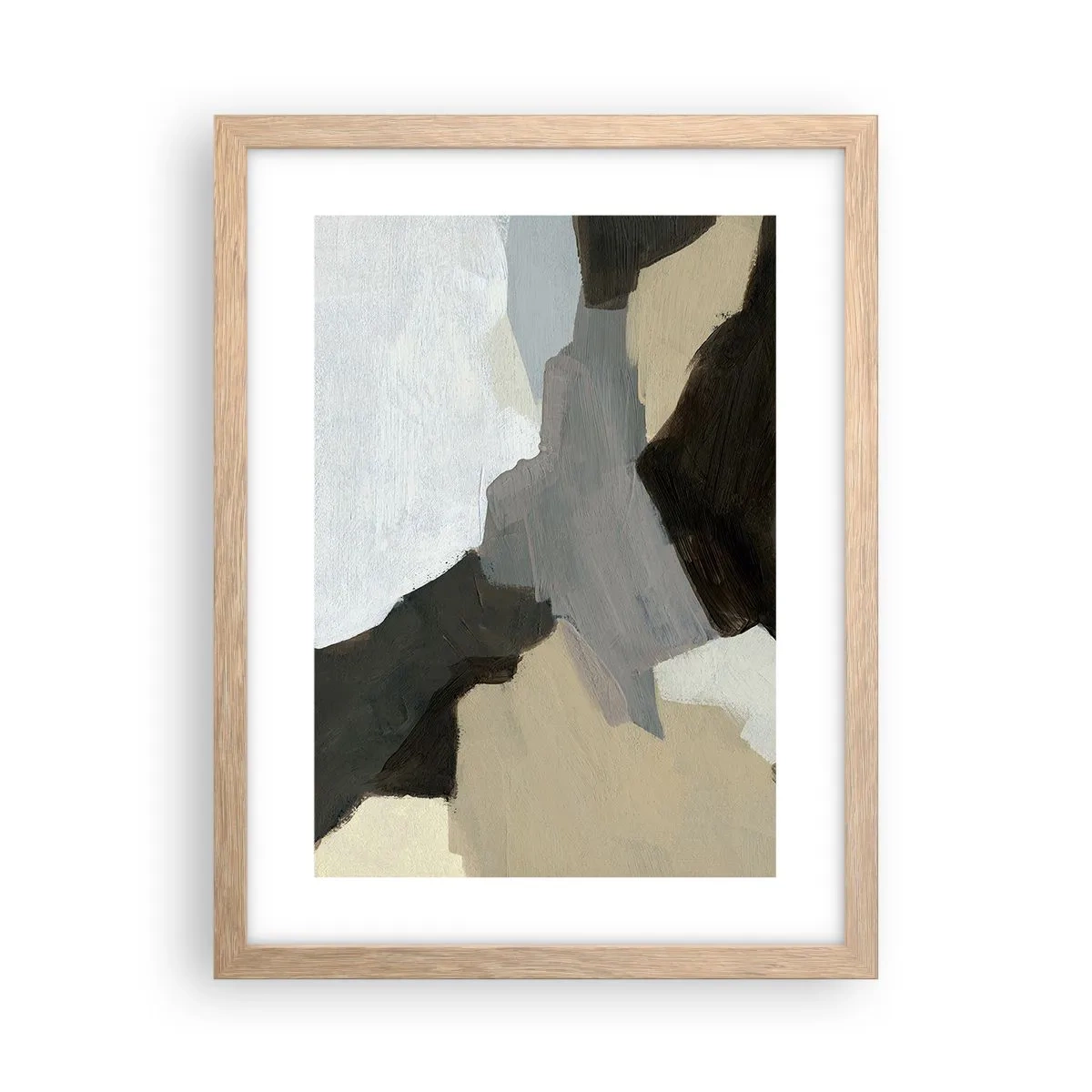 Plagát v ráme zo svetlého duba - Abstrakcia: križovatka šedej - 30x40 cm