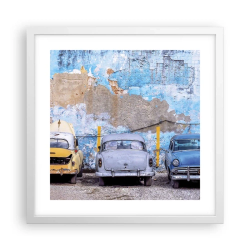 Plagát v bielom ráme - Stretnutie veteránov - 40x40 cm