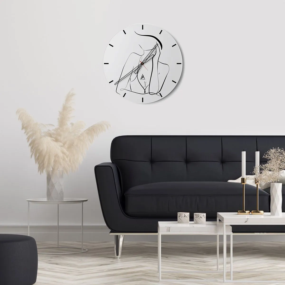 Nástenné hodiny - Minimalistický obrys ženskej siluety - 30x30cm - Na vlne snov - Moderná nástenná dekorácia do obývacej izby, kuchyne a spálne ARTTOR
