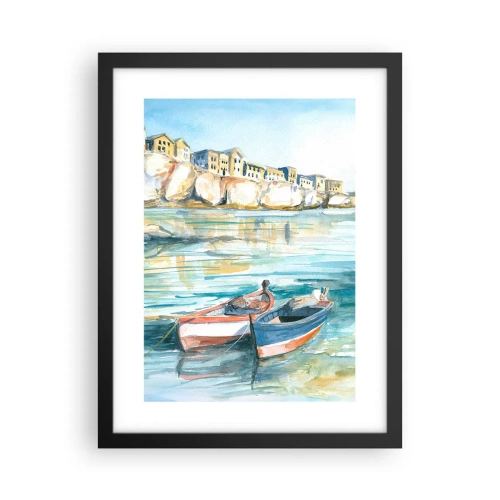 Plagát v čiernom ráme - Krajina v modrej - 30x40 cm