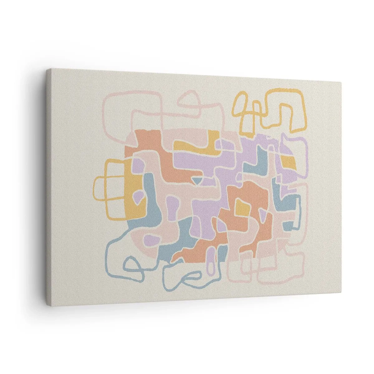 Obraz na plátne - Pastelové abstraktné čiary vytvárajúce geometrické vzory - 70x50cm - Labyrint – veselé dobrodružstvo - Moderná nástenná dekorácia do obývacej izby a spálne ARTTOR