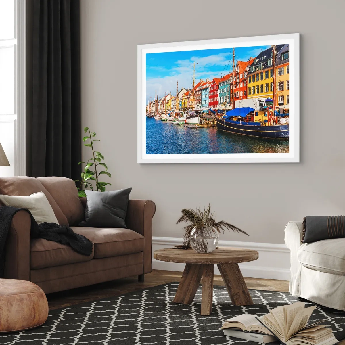 Plagát v bielom ráme - Radostné nábrežie - 100x70 cm