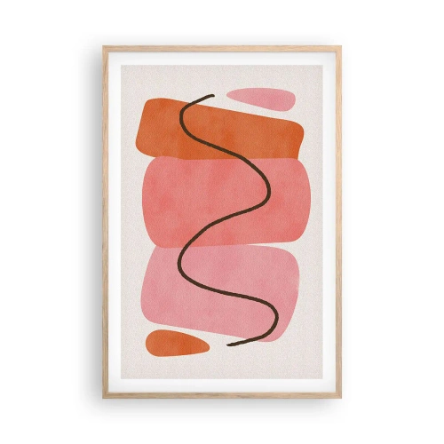 Plagát v ráme zo svetlého duba - Jemný pohyb foriem - 61x91 cm