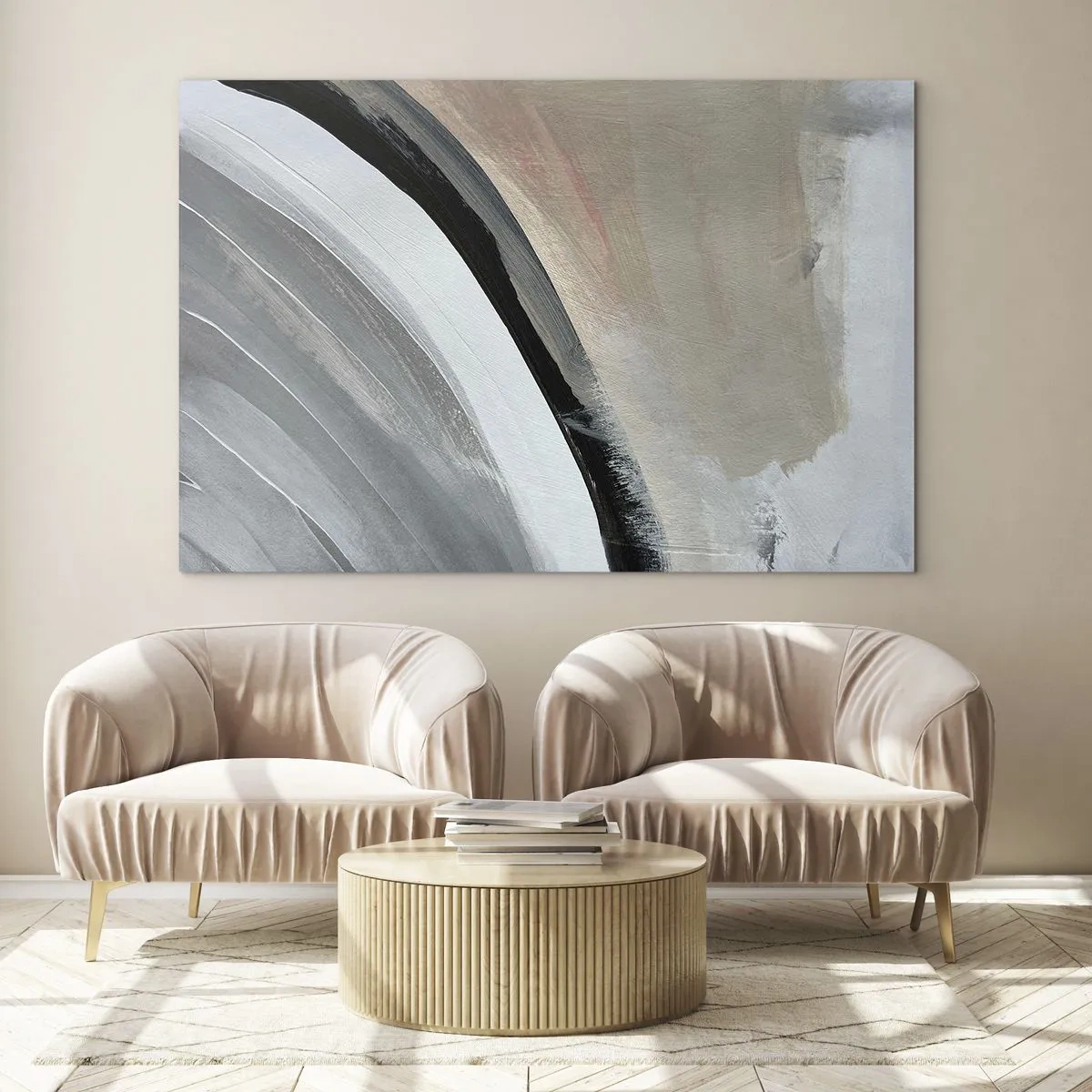 Obraz na skle - Kompozícia: čierny a šedý oblúk - 120x80 cm