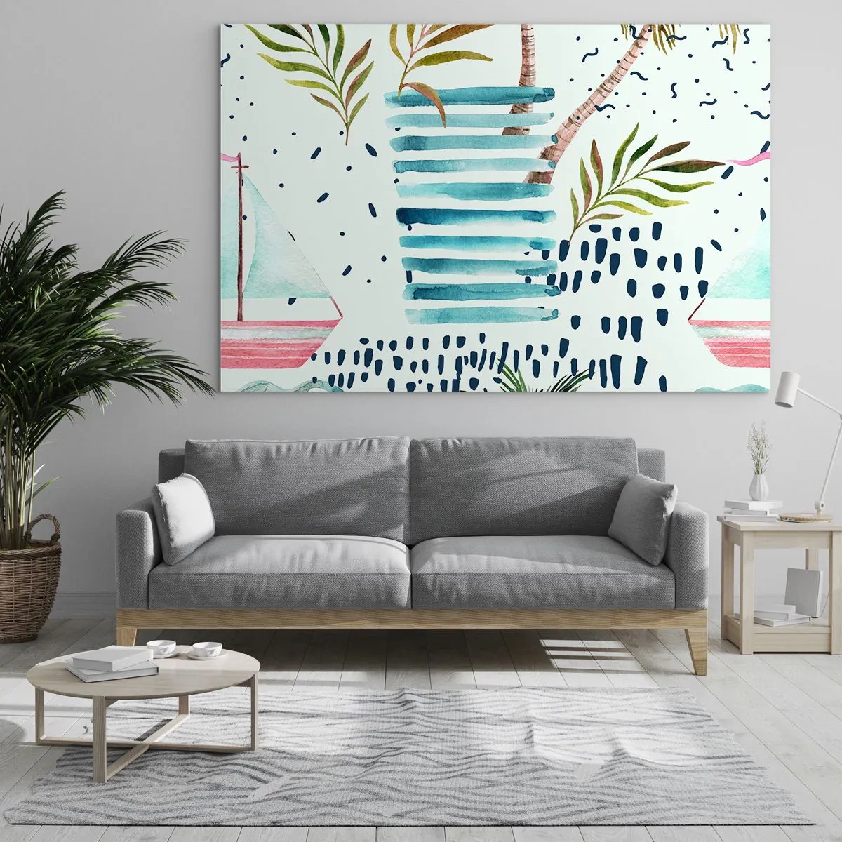 Obraz na skle - Prázdniny pod palmami - 100x70 cm