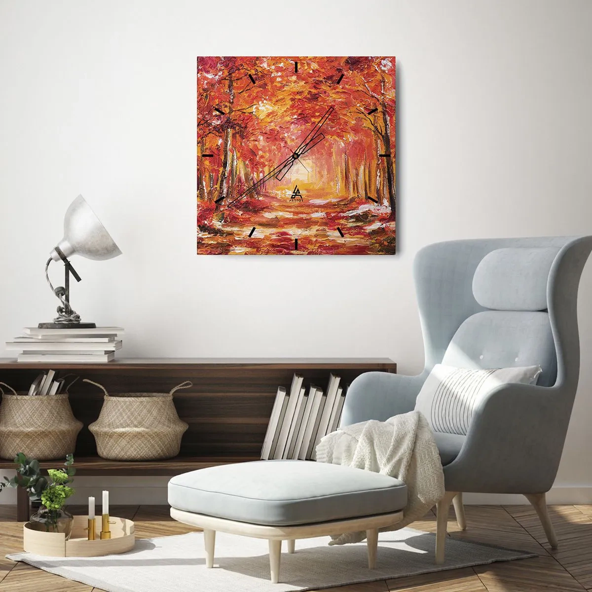 Nástenné hodiny - Medený les - 40x40 cm