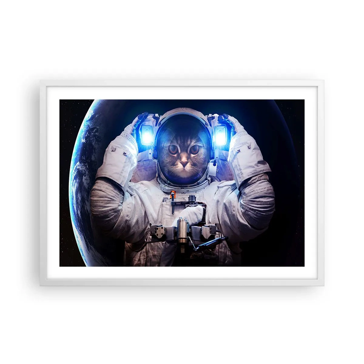 Plagát v bielom ráme - Houston, máte problém - 70x50 cm