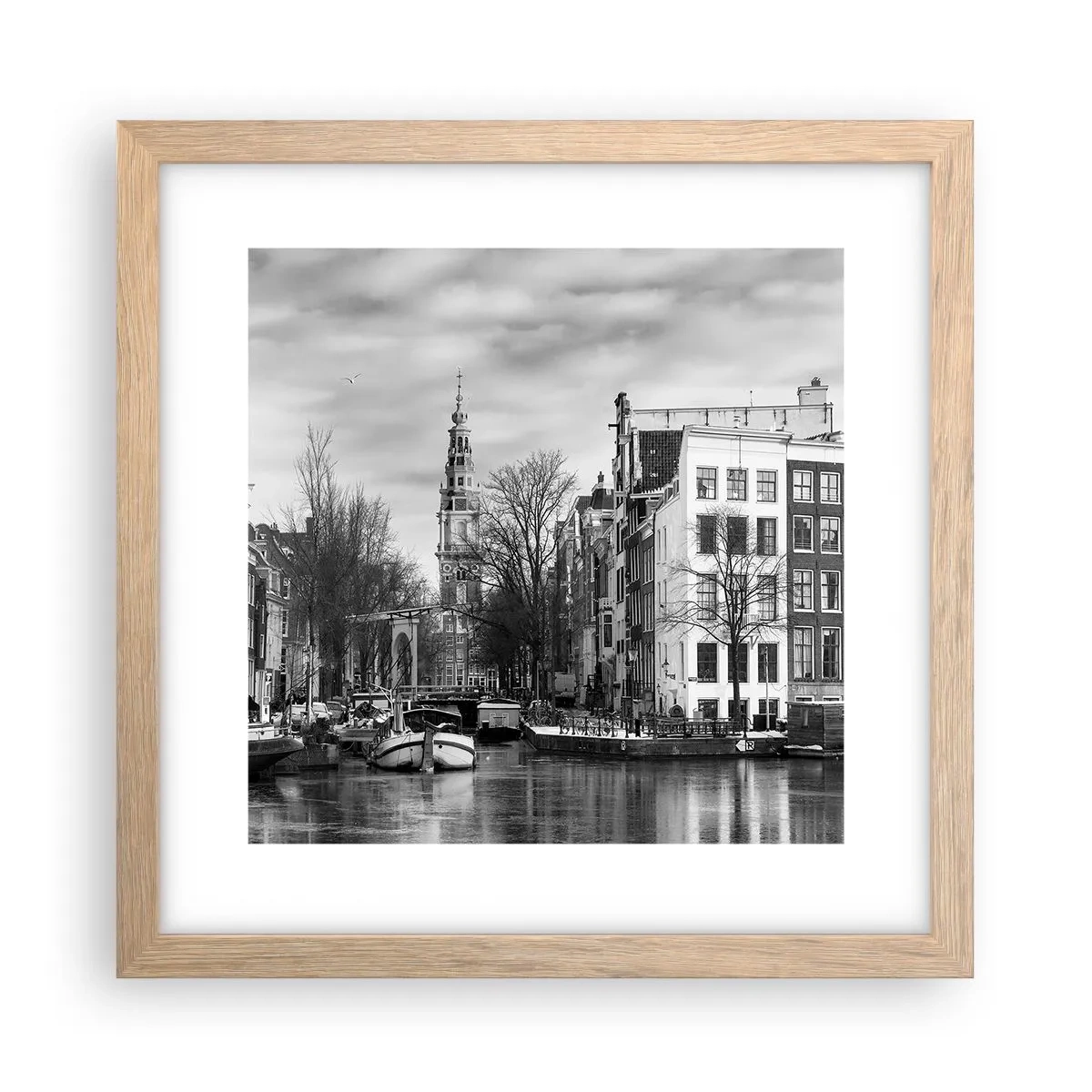 Plagát v ráme zo svetlého duba - Amsterdamské vibrácie - 30x30 cm