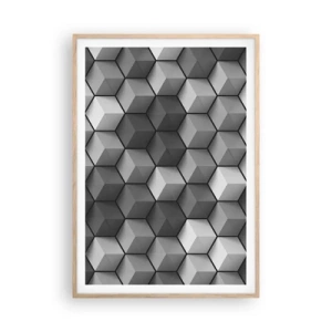 Plagát v ráme zo svetlého duba - Kubistické puzzle - 70x100 cm