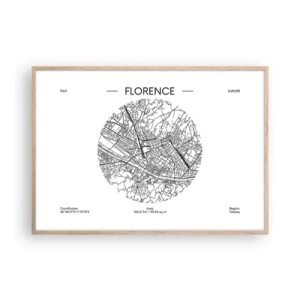 Plagát v ráme zo svetlého duba - Anatómia Florencie - 100x70 cm