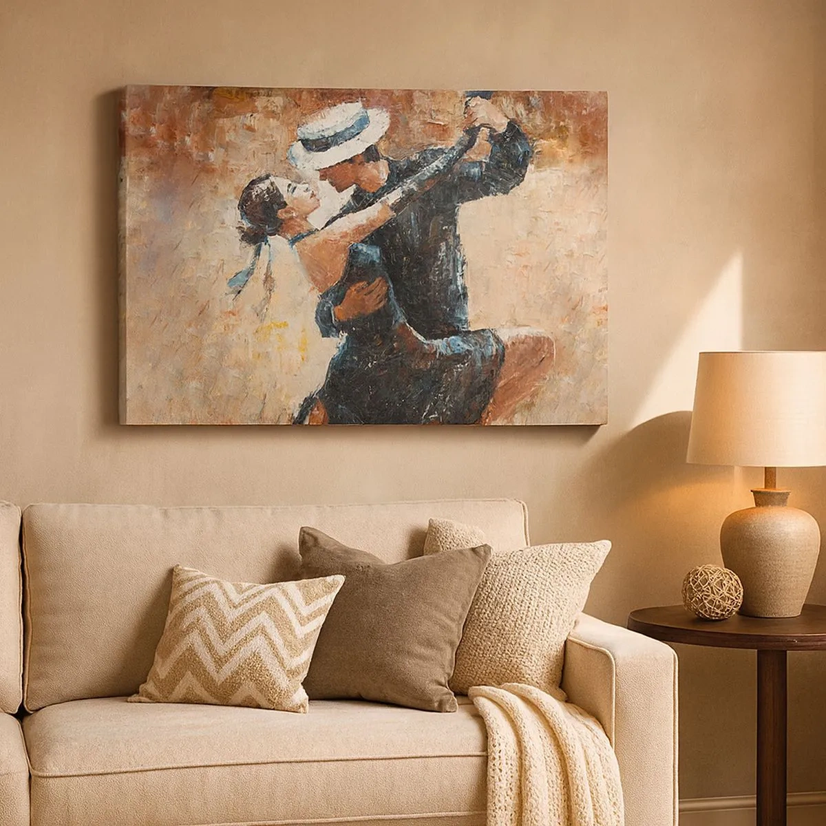 Obraz na plátne - Pár tancuje tango v romantickom, elegantnom štýle - 70x50cm - A la Rudolf Valentino - Moderná nástenná dekorácia do obývacej izby a spálne ARTTOR