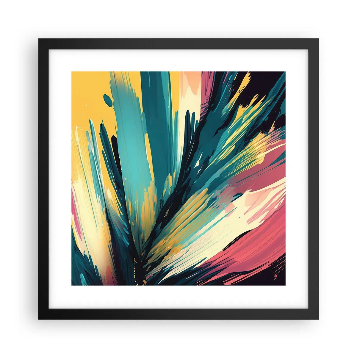 Plagát v čiernom ráme - Kompozícia – explózia radosti - 40x40 cm