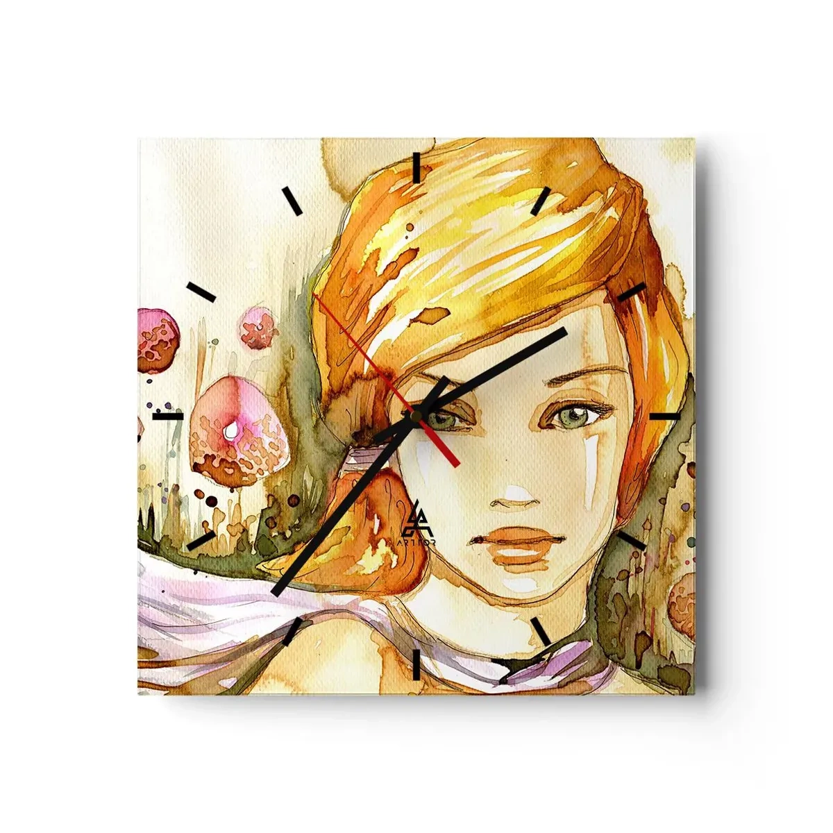 Nástenné hodiny - Smaragdový pohľad, ktorý utišuje hnev - 40x40 cm