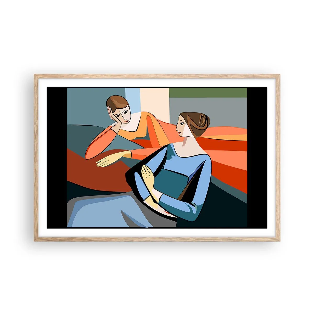 Plagát v ráme zo svetlého duba - Dôverná chvíľa - 91x61 cm