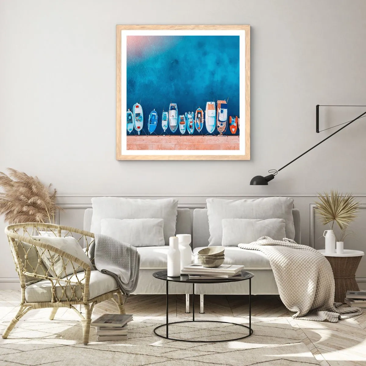 Plagát v ráme zo svetlého duba - V rade za sebou - 50x50 cm