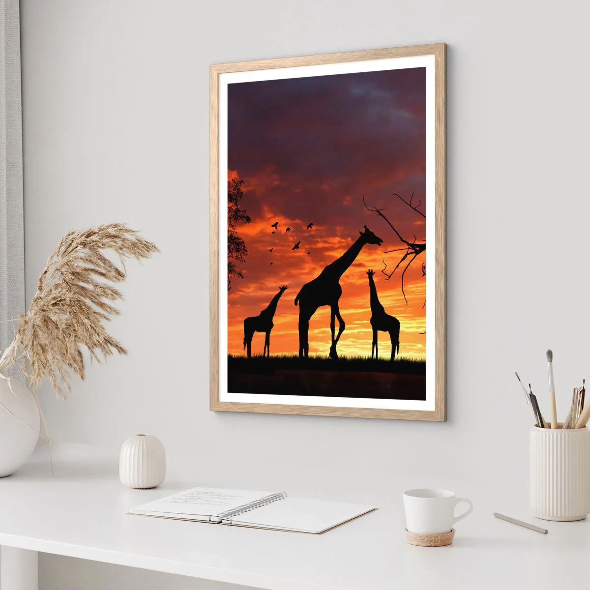 Plagát v ráme zo svetlého duba - Malá večera v kruhu najbližších - 50x70 cm