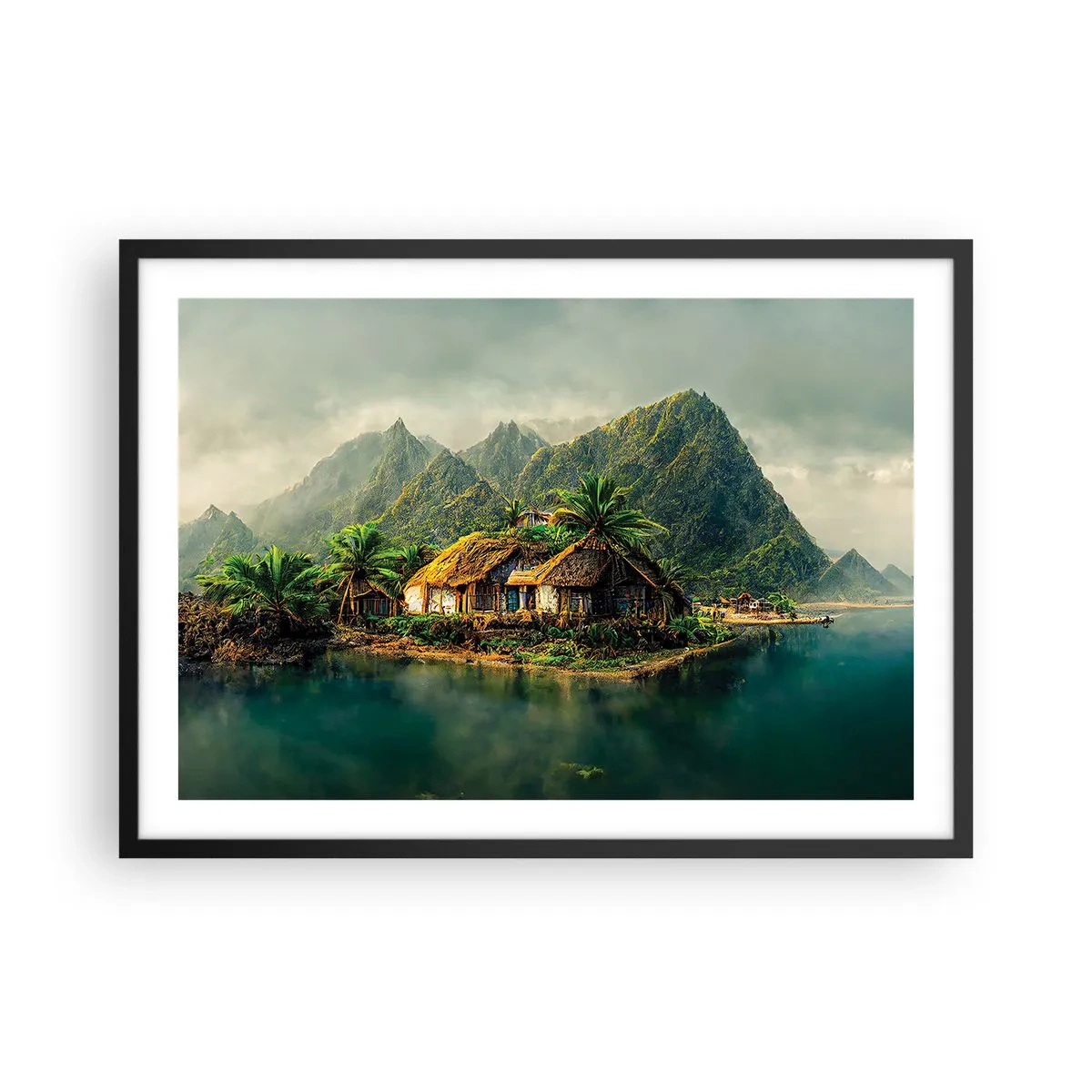 Plagát v čiernom ráme - Tropický raj - 70x50 cm