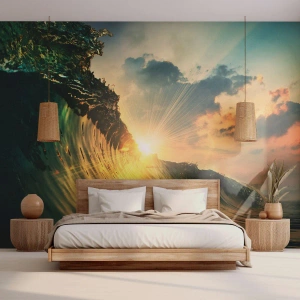 Fototapeta Premium Canvas - Surfer, kde si? - Morská vlna, Lúče slnka, Príroda - 250x175 cm