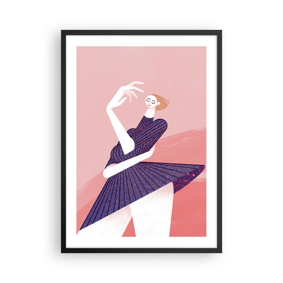 Plagát v čiernom ráme - Abstraktná ženská silueta v dynamickej póze - 50x70cm - Každý krok je tancom - Moderná nástenná dekorácia do obývacej izby a spálne ARTTOR
