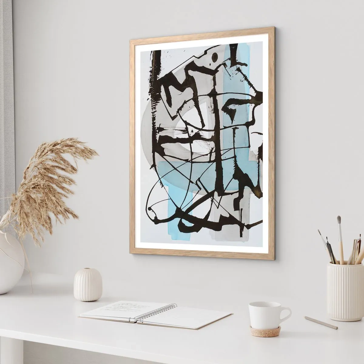 Plagát v ráme zo svetlého duba - Aj napriek tomu modrý - 70x100 cm