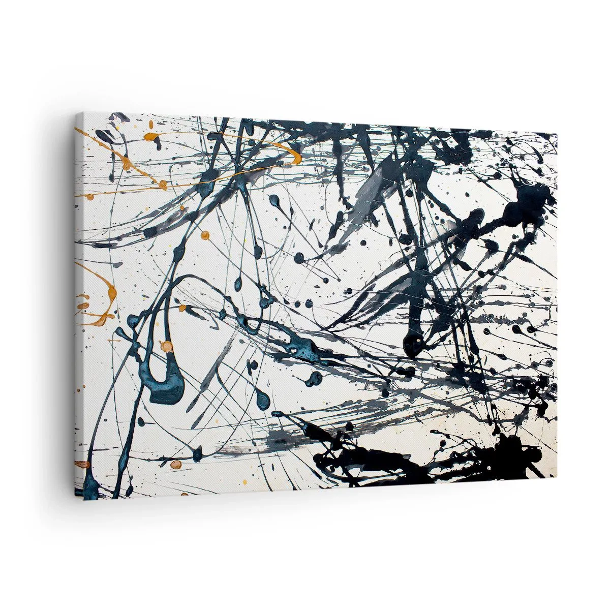 Obraz na plátne - Abstraktný obraz s dynamickými vzormi a striekancami farby. - 70x50cm - Expresionistická abstrakcia - Moderná nástenná dekorácia do obývacej izby a spálne ARTTOR