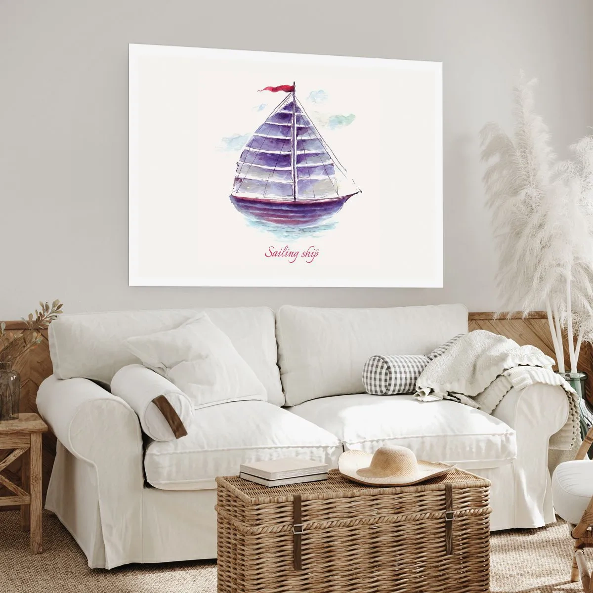 Plagát - Napnuté plachty a pokojná voda - 50x40 cm