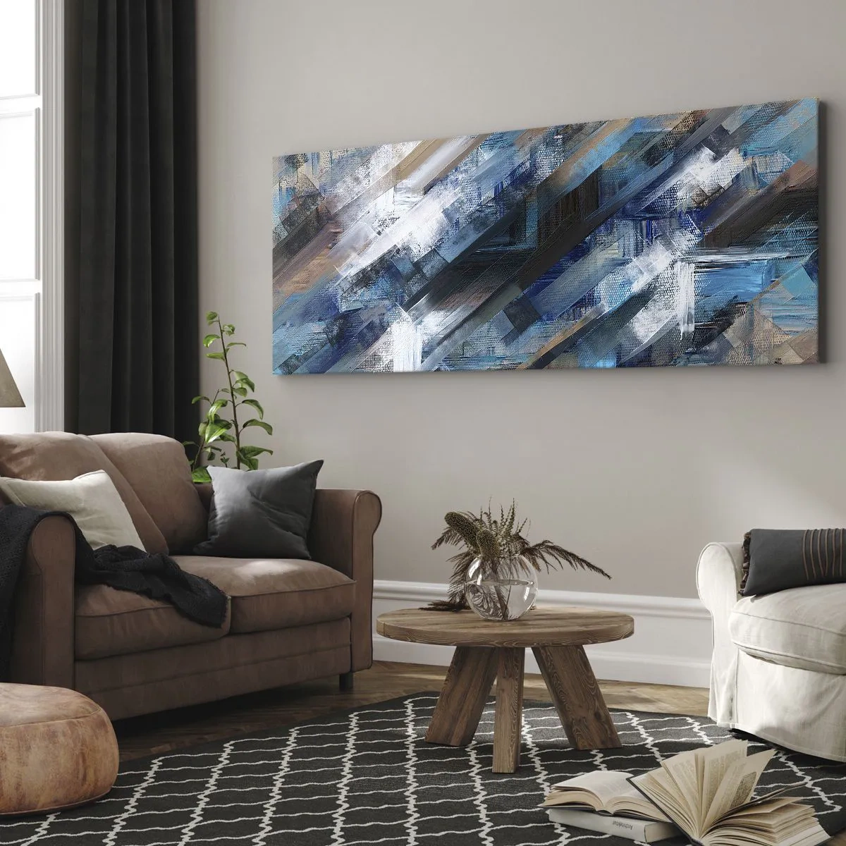 Obraz na plátne - Modrá šikmosť - 100x40 cm