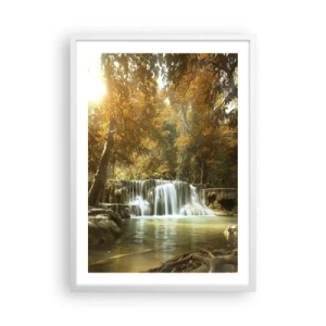 Plagát v bielom ráme - Parkový vodopád - 50x70 cm