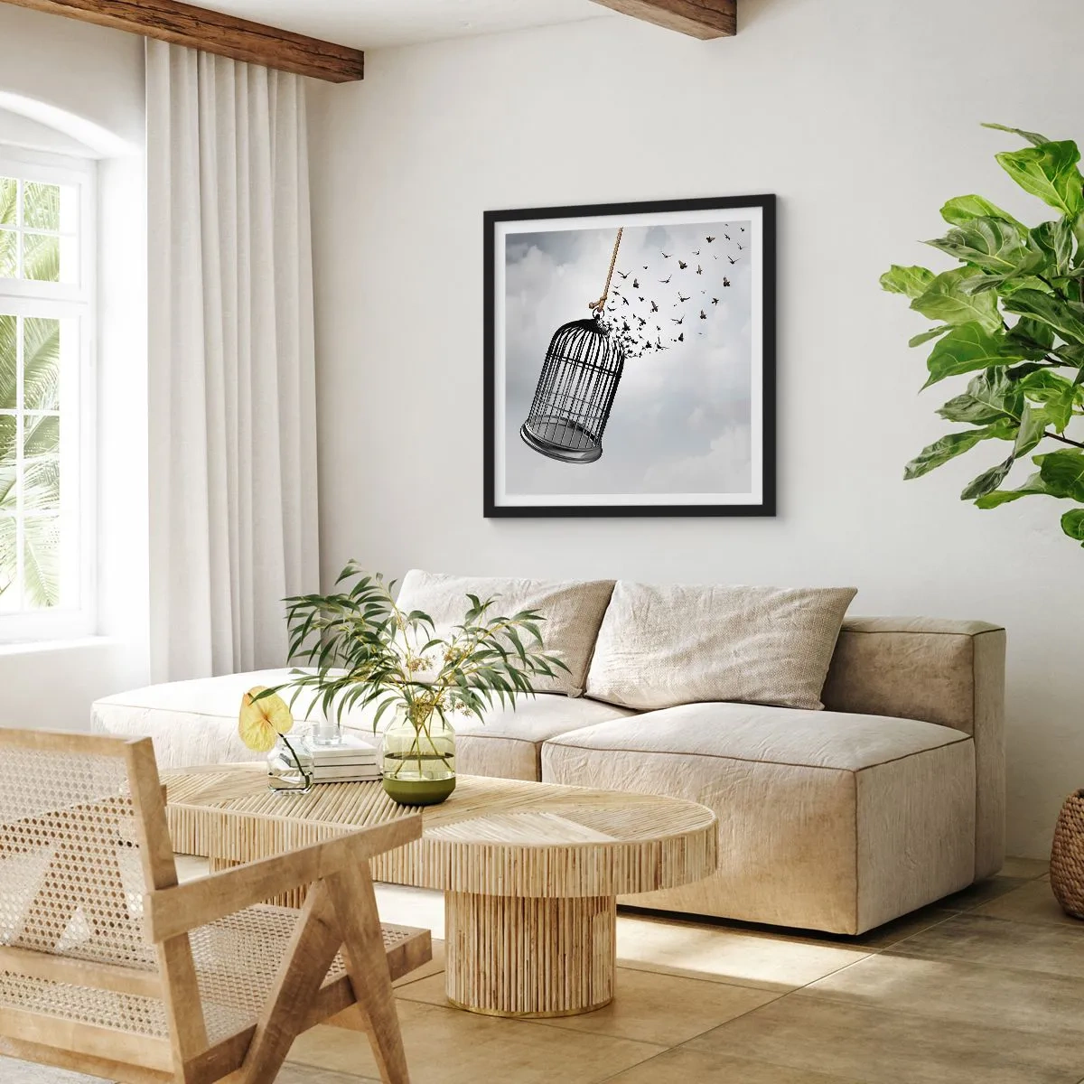 Plagát v čiernom ráme - Viera… nádej… sloboda! - 60x60 cm