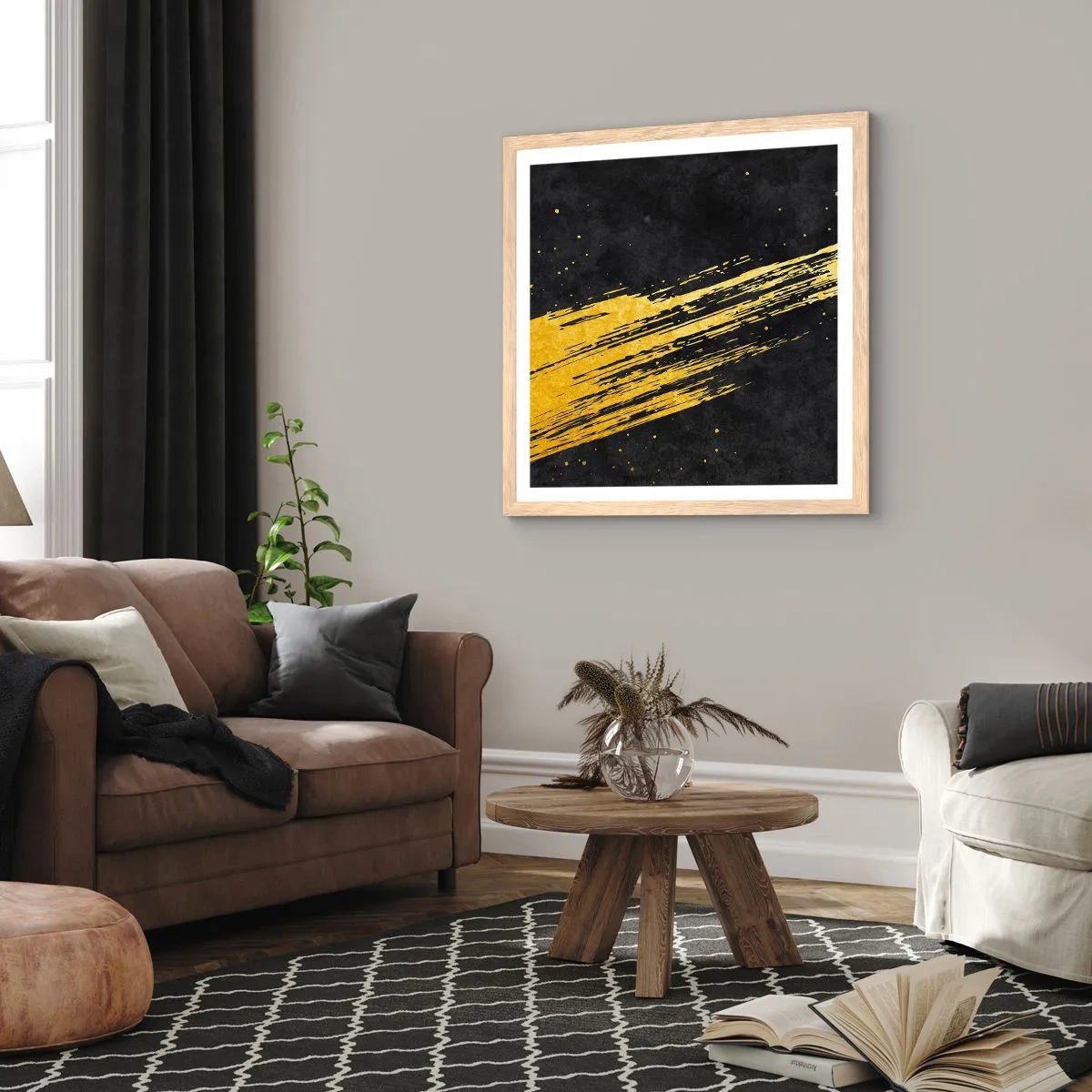 Plagát v ráme zo svetlého duba - Skok do hyperpriestoru - 60x60 cm