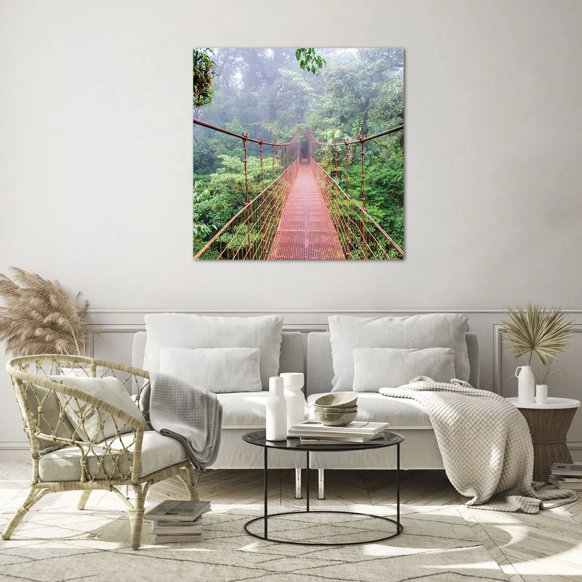 Obraz na skle - Zavesený nad korunami - 40x40 cm