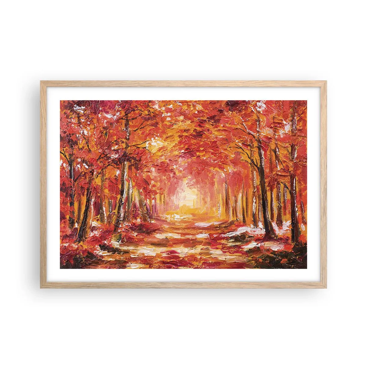 Plagát v ráme zo svetlého duba - Medený les - 70x50 cm
