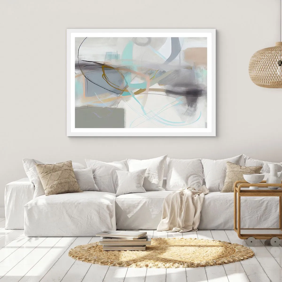 Plagát v bielom ráme - Hmlistá abstrakcia - 100x70 cm