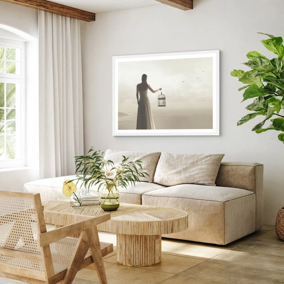 Plagát v bielom ráme - Buď slobodná - 100x70 cm