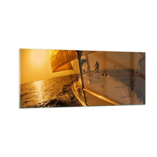 Obraz na skle - Zlatý večer po viacfarebnom dni - 100x40 cm