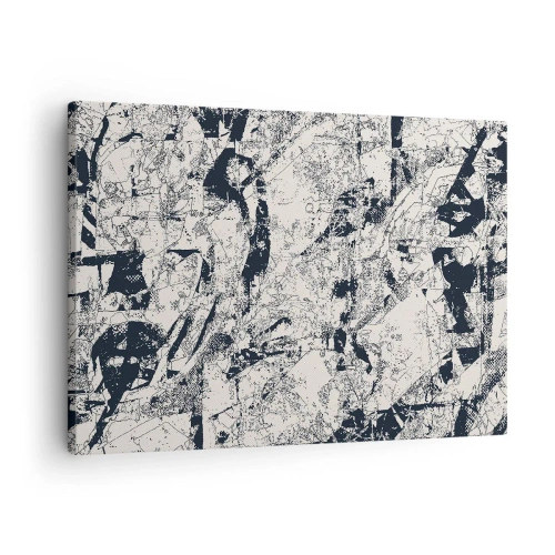 Obraz na plátne - Abstraktná kompozícia v čiernobielej farbe s dynamickým rozložením - 70x50cm - Prelínanie protikladov - Moderná nástenná dekorácia do obývacej izby a spálne ARTTOR