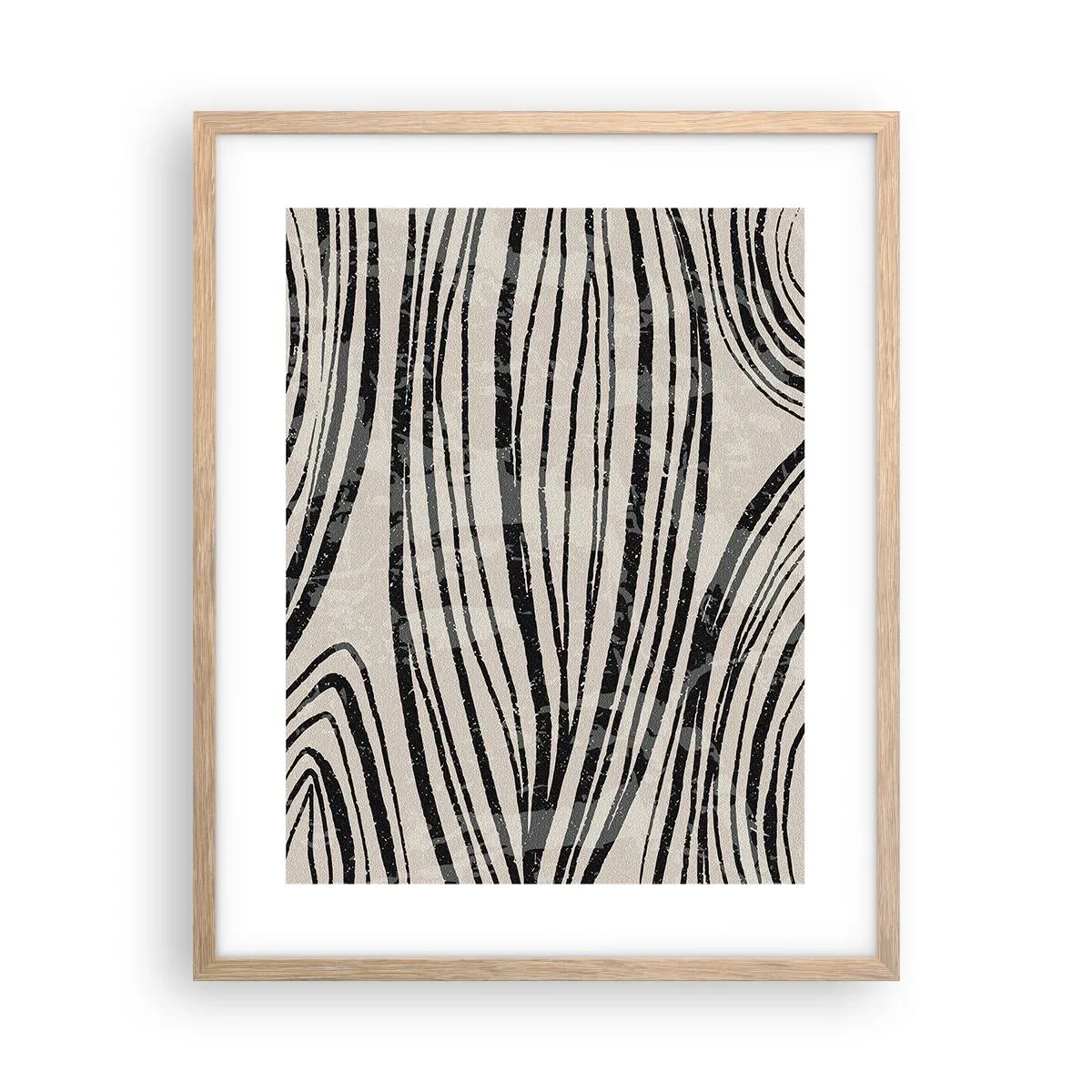 Plagát v ráme zo svetlého duba - Močiar s líniami - 40x50 cm