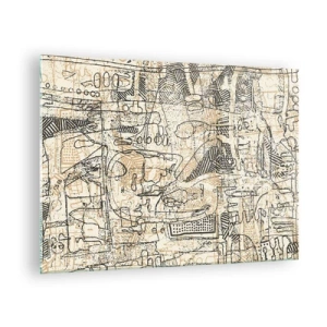 Obraz na skle - Komplexná abstraktná štruktúra s geometrickými a povrchnými vzormi. - 70x50cm - Čaká na rozlúštenie - Moderná nástenná dekorácia do obývacej izby a spálne ARTTOR