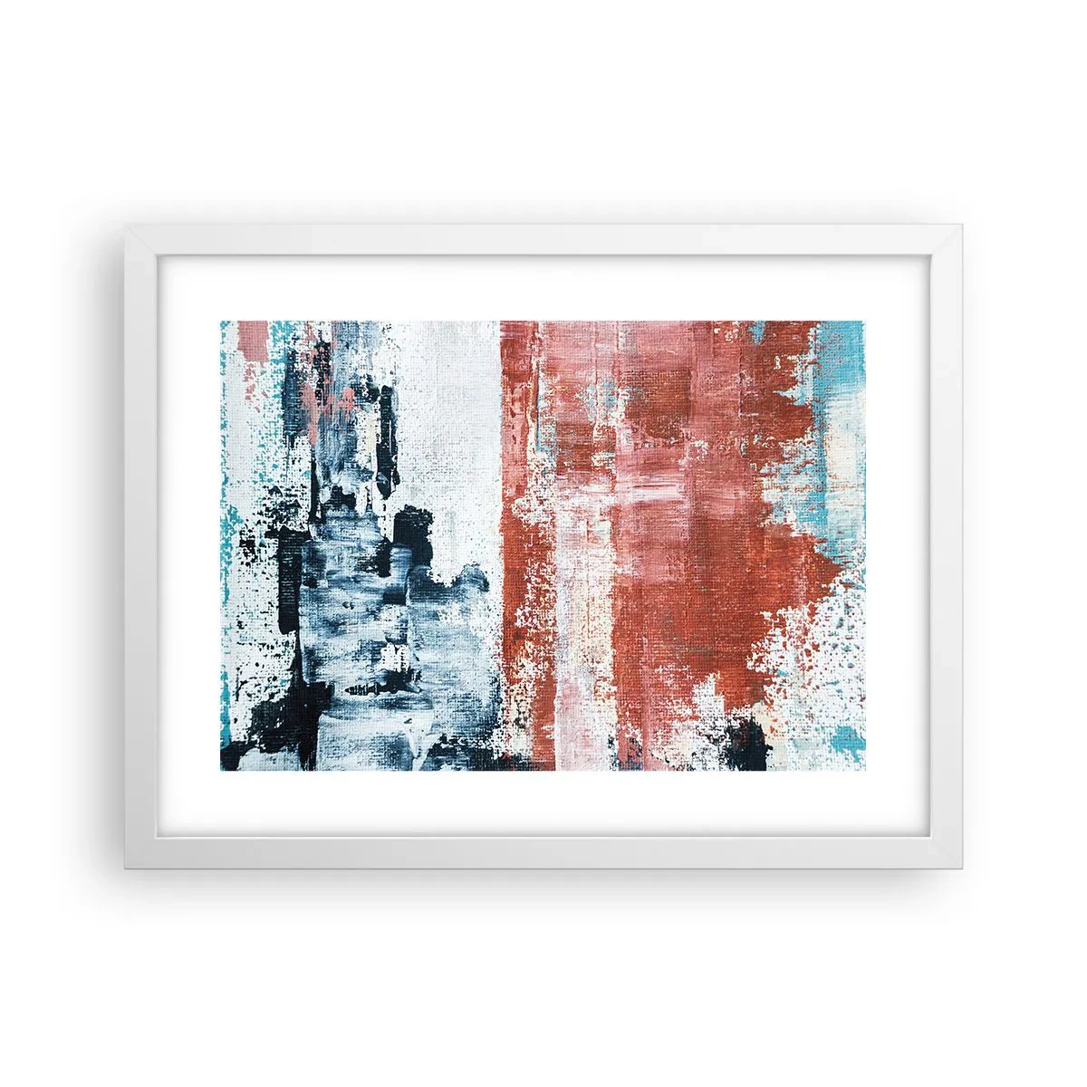 Plagát v bielom ráme - Abstraktné pol na pol - 40x30 cm