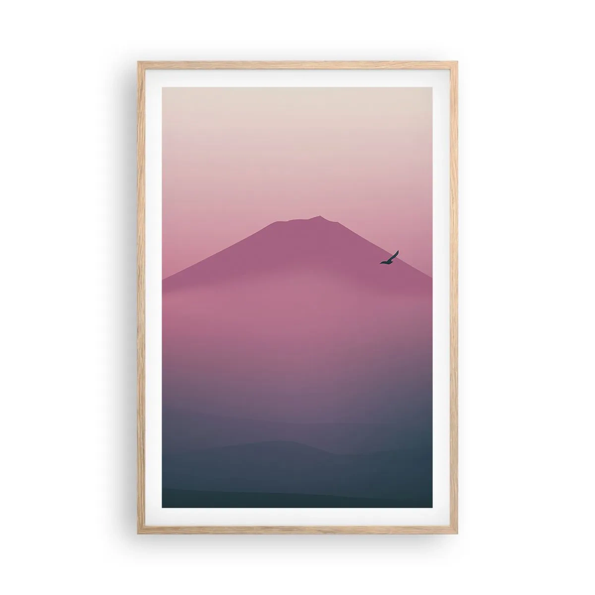 Plagát v ráme zo svetlého duba - Pútnici nad oblakmi - 61x91 cm