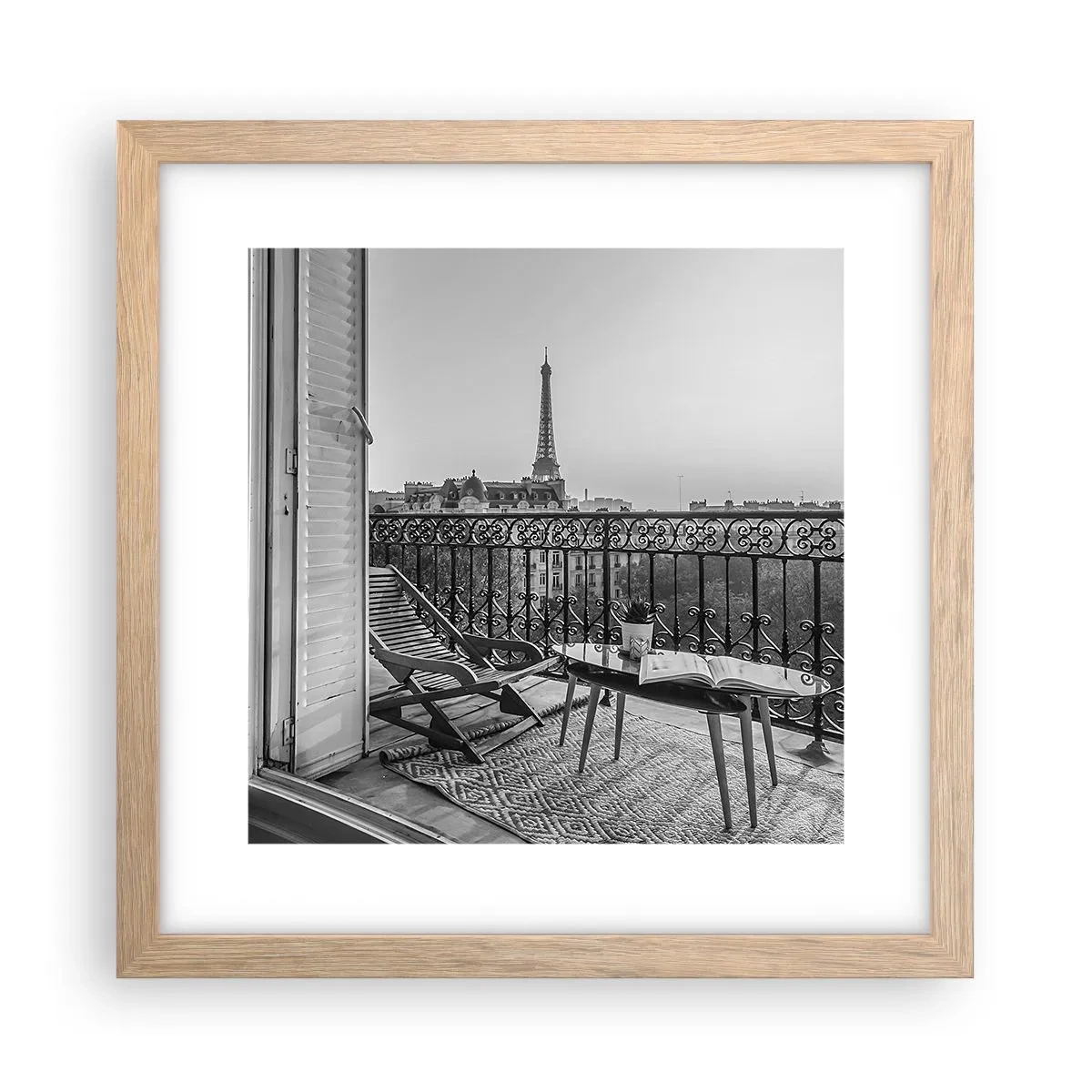 Plagát v ráme zo svetlého duba - Parížske popoludnie - 30x30 cm