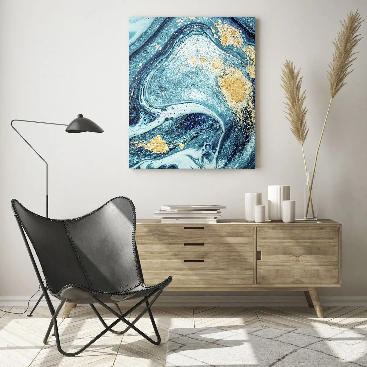 Obraz na skle - Modrý vír - 50x70 cm