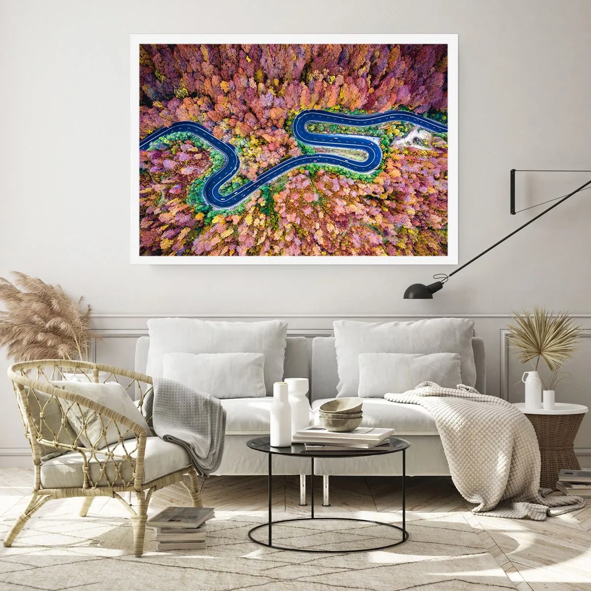 Plagát - Kľukatá cesta lesom - 70x50 cm