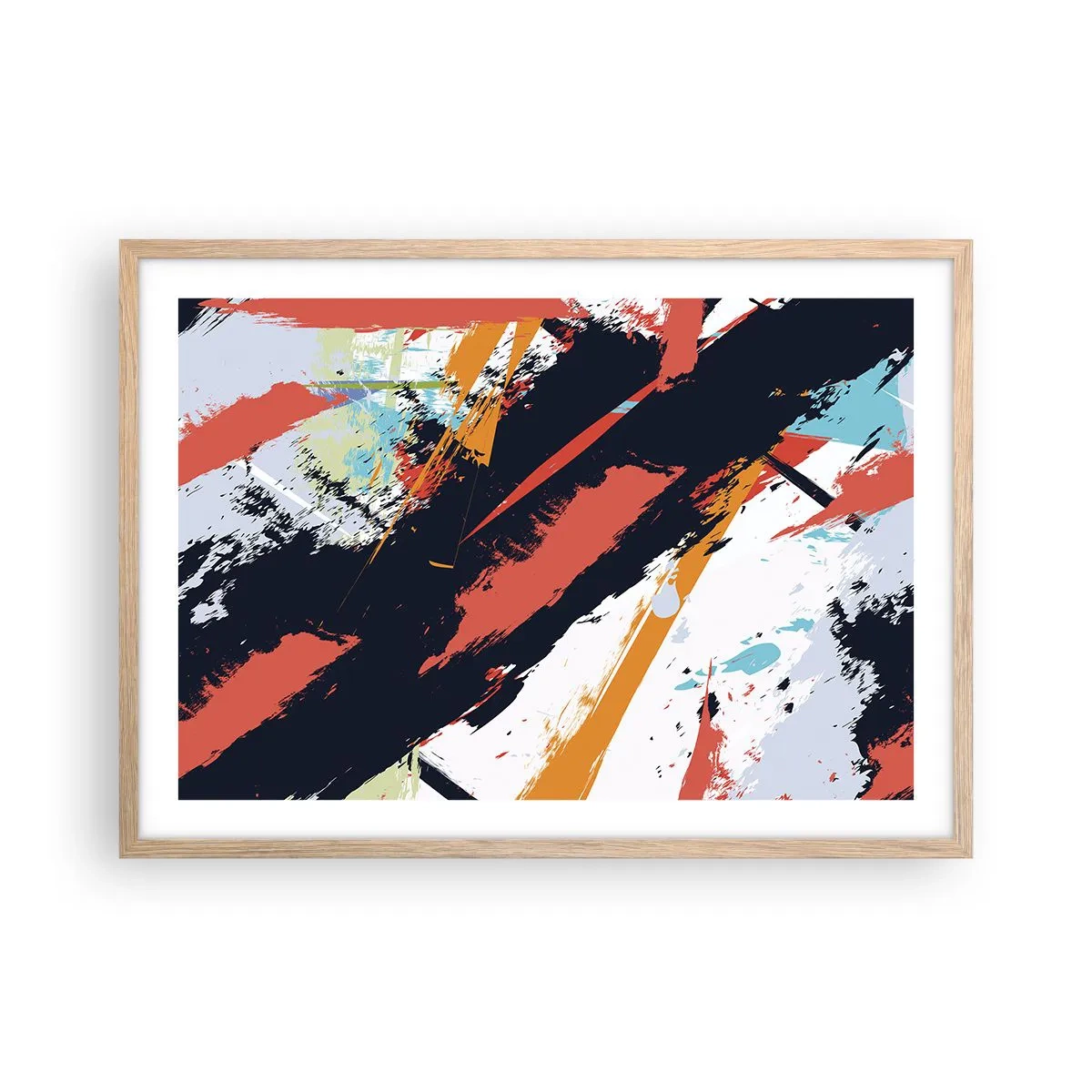 Plagát v ráme zo svetlého duba - Dynamická kompozícia - 70x50 cm