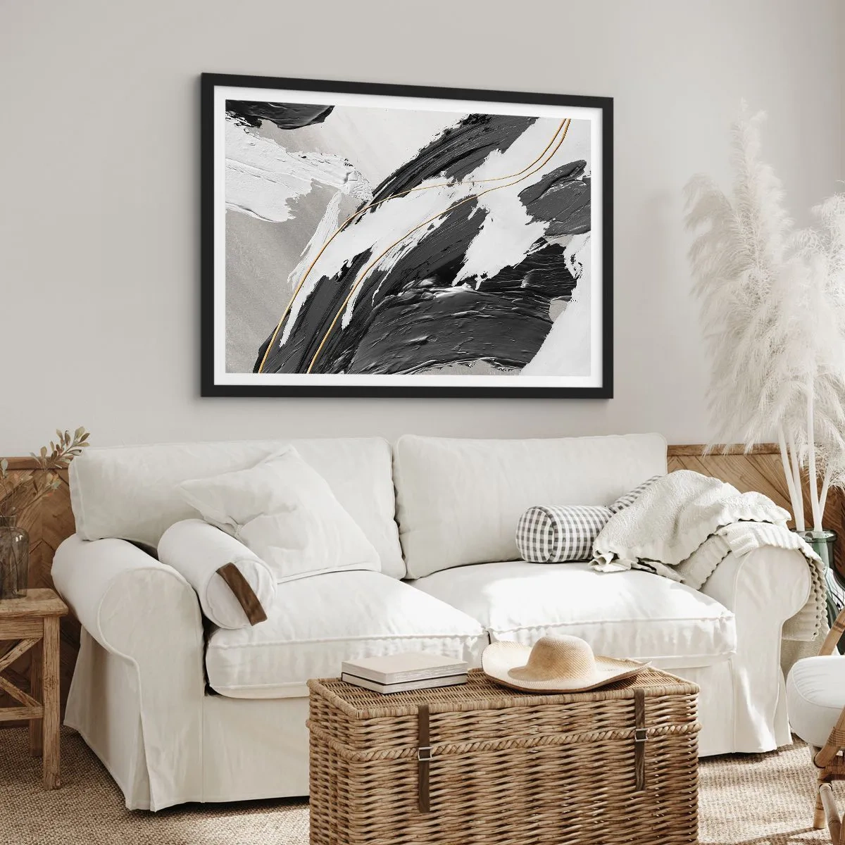 Plagát v čiernom ráme - Veľkorysá abstrakcia - 100x70 cm