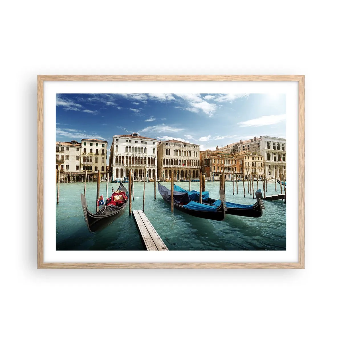 Plagát v ráme zo svetlého duba - Paláce v modrej - 70x50 cm