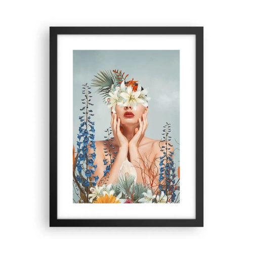 Plagát v čiernom ráme - Žena – kvetina - 30x40 cm