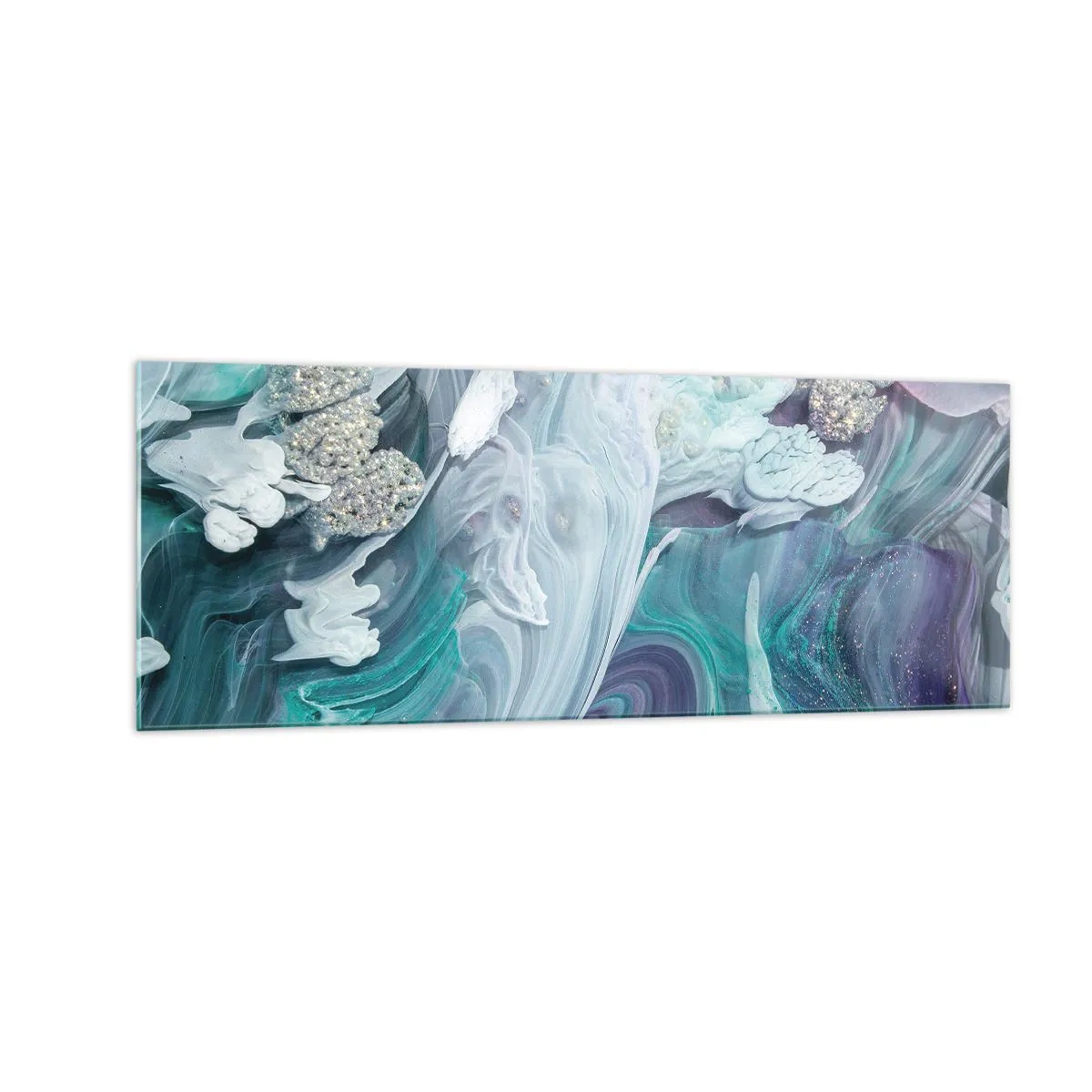 Obraz na skle - Prúdy modrej - 140x50 cm